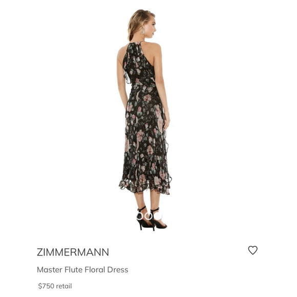 Zimmerman Master Flute Silk Dress Size:1(US:4) Ruffle GoldThread Front Slit $750 - Picture 3 of 16